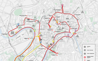Карта марафона, который пройдет воскресенье 15 сентября центр Москвы